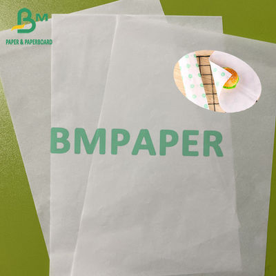 35 gm 40 gm Carta di protezione da olio Carta bianca greaseproof in rulli Dimensioni personalizzate per imballaggio alimentare