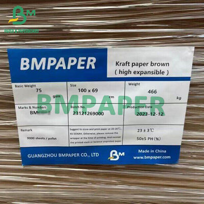 Carta di sacchetto estensibile ad alta resistenza 75gm 80gm 85gm carta kraft marrone vergine