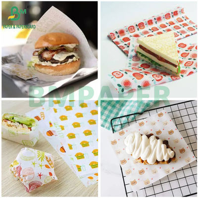 Carta per alimenti cerata biodegradabile senza BPA 30GSM 40GSM per avvolgere hamburger