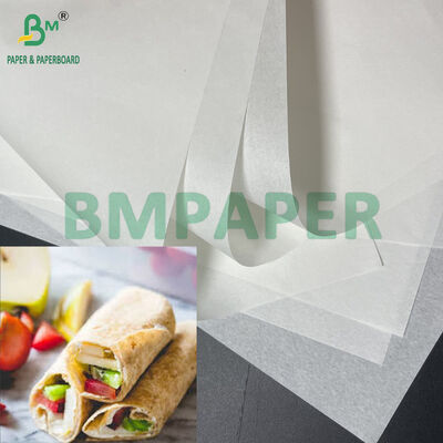 Resistenza all'umidità 25 gm a 40 gm Rollo di carta bianca di qualità alimentare per avvolgere le tortillas