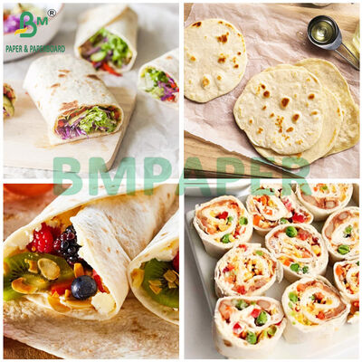 25 gr 28 gr 30 gr 34 gr Carta di avvolgimento per tortillas bianche a prova di umidità per alimenti